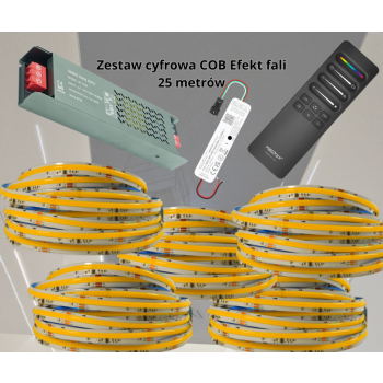 Zestaw 25mb Taśma LED CYFROWA COB 24V WS2811 IC biała dzienna, Sterownik Super Slim